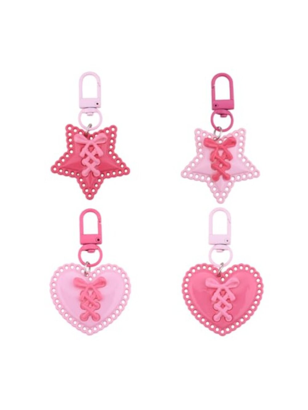 Y2K Star Heart Keychain Set Acrylic Bowknot Charm Backpack Purse Decor 4 Pcs